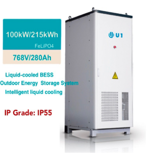 U1 BESS U1LC-01-215 215kWh  Industrial& Commercial Outdoor Energy Storage System,768V 280Ah LifePO4 Battery,Liquid Cooling ,IP55 Protection,Durable&Safe